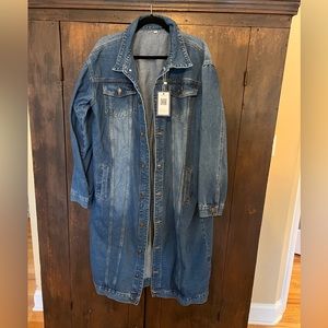 Denim trench coat
